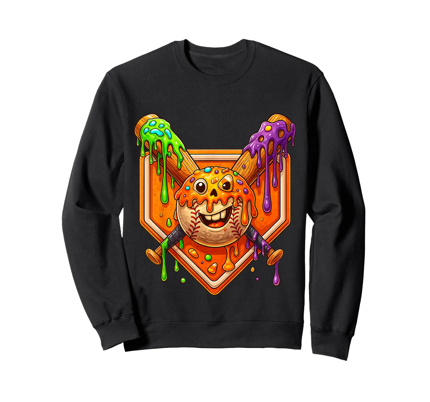 Halloween Baseball Drip Ice Cream for Boys Spooky Candies T-Shirt