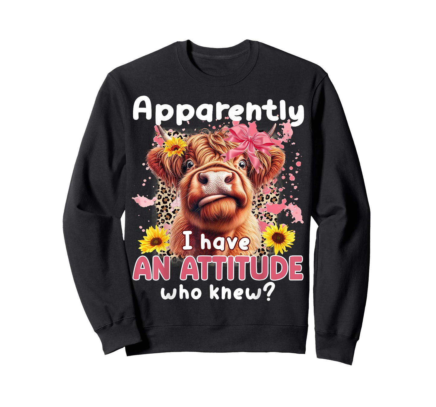 Apparently I Have An Attitude Who Knew Sarcasm Highland Cow T-Shirt