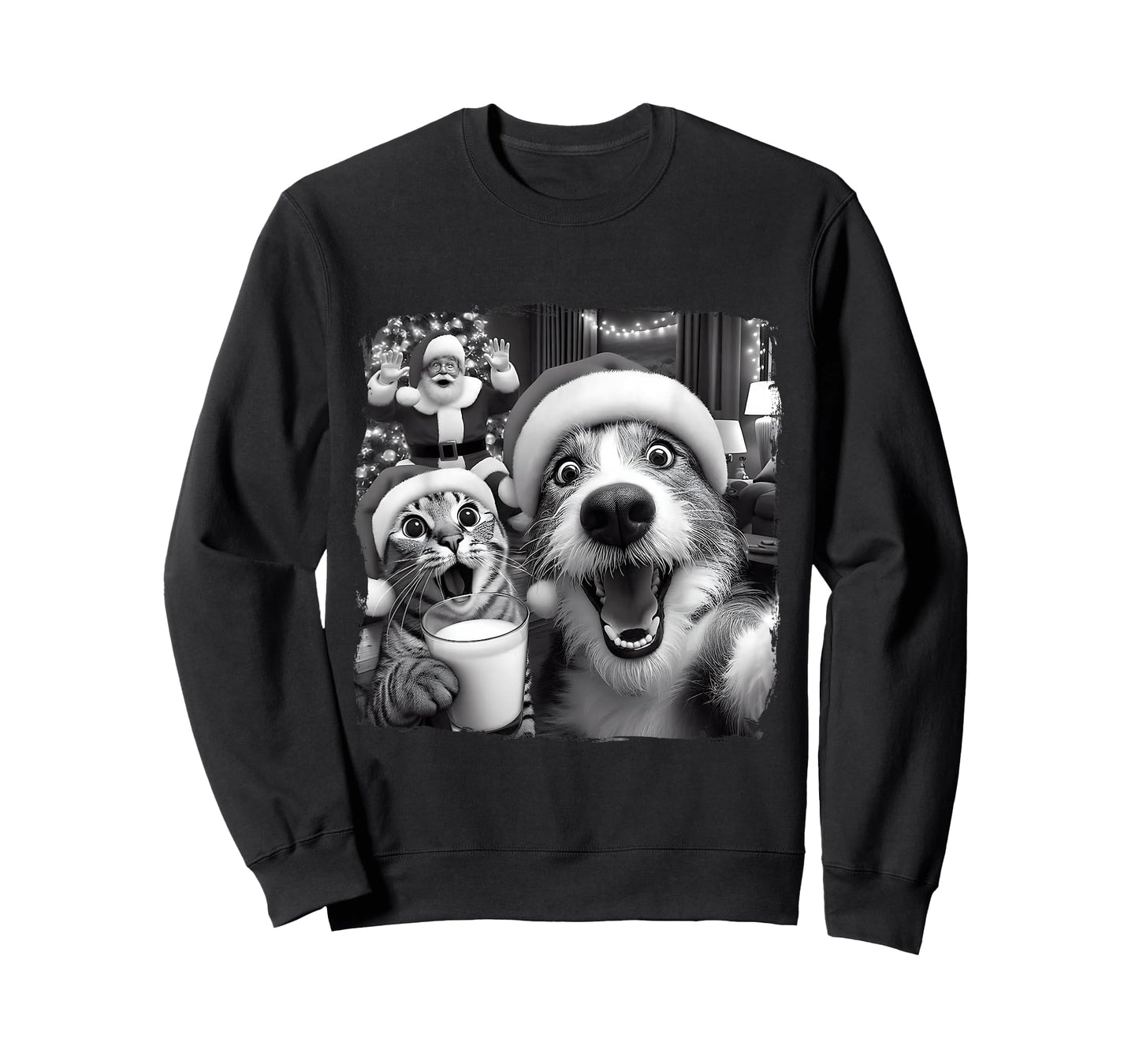 Santa Christmas Funny Cat Taking Selfie Racoon Xmas Holiday T-Shirt