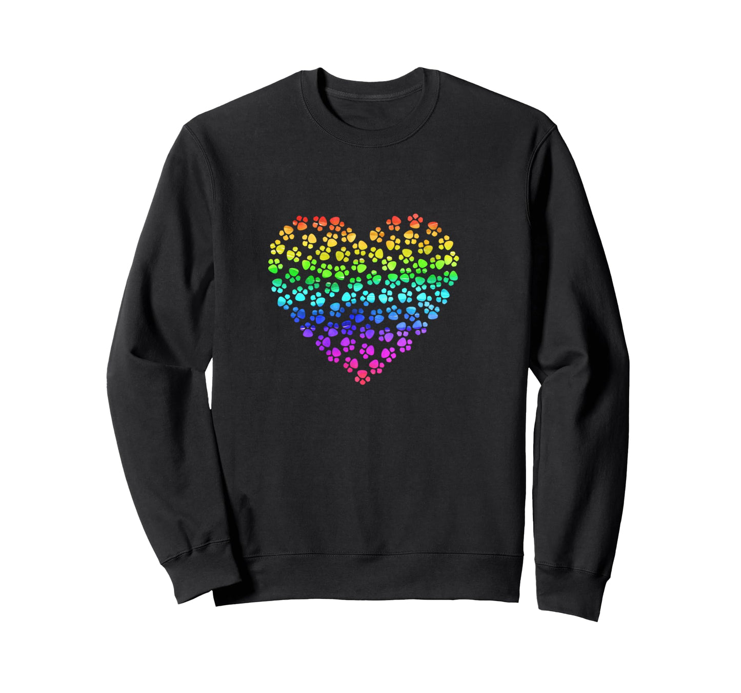 Rainbow Pawprint Heart - Pet Lover Gift Long Sleeve T-Shirt