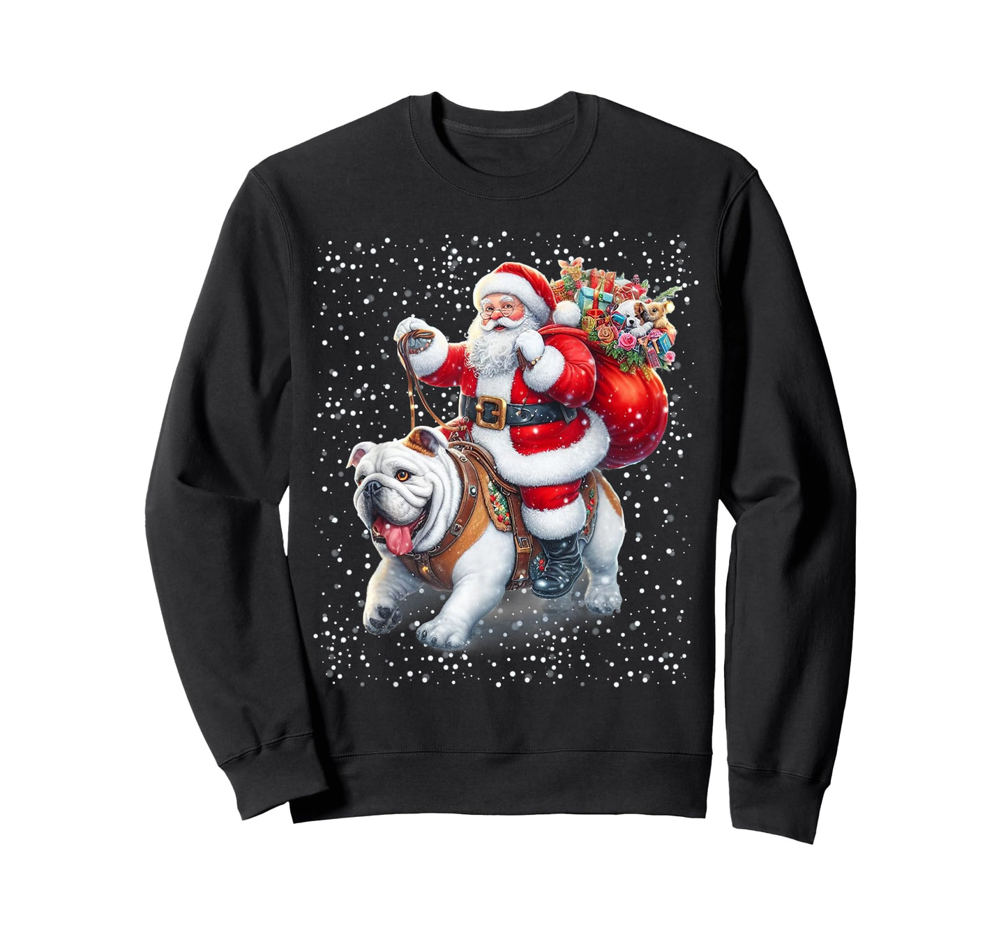 Santa Claus Riding Bulldog Christmas Dog Lovers T-Shirt