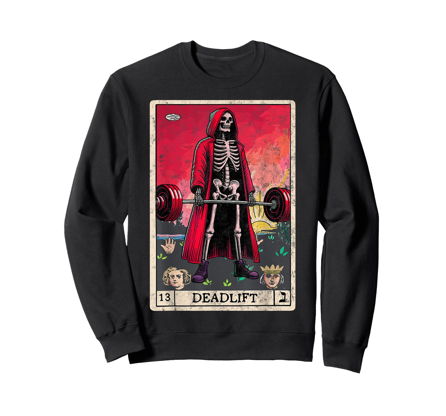 Vintage Deadlift Skeleton Halloween Gym Jokes Weightlifting T-Shirt