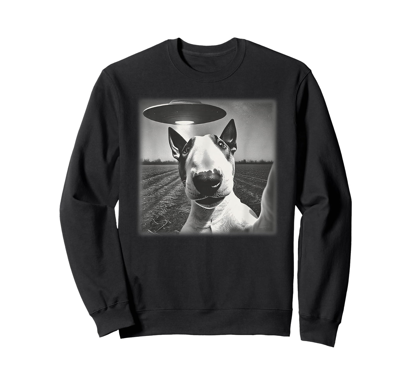 Vintage English Bull Terrier UFO Alien Selfie Dog Mom Dad T-Shirt
