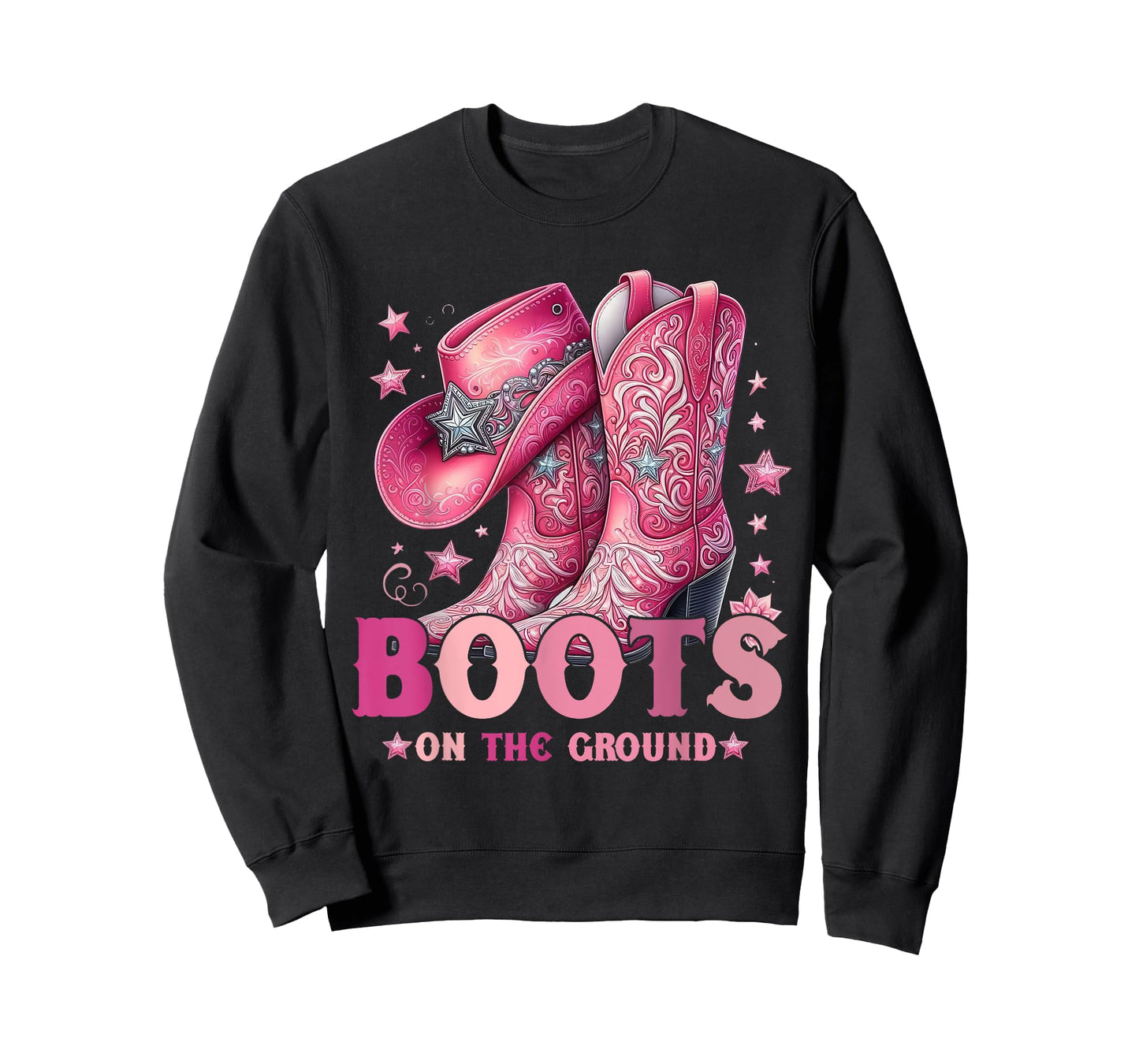Boots On The Ground Western Cowgirl Hat Boots Girls Women T-Shirt