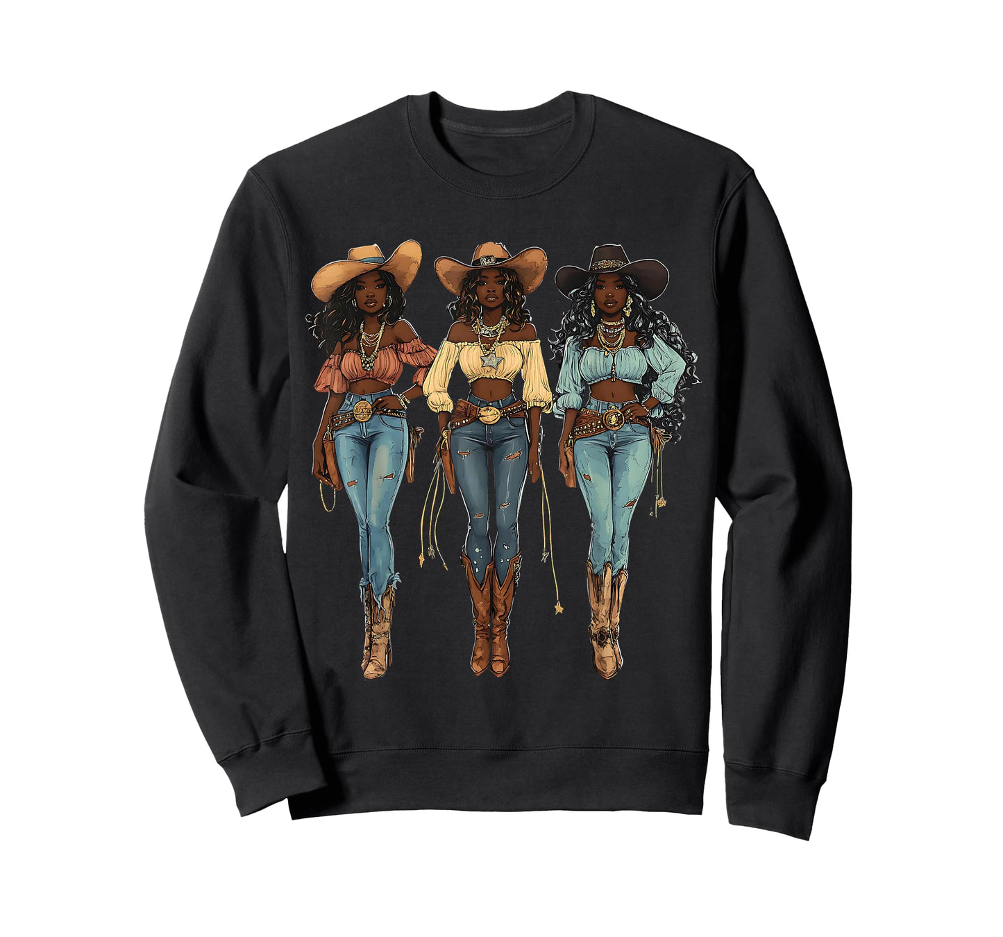 Black African American Cowgirl Western Country Texas Rodeo T-Shirt