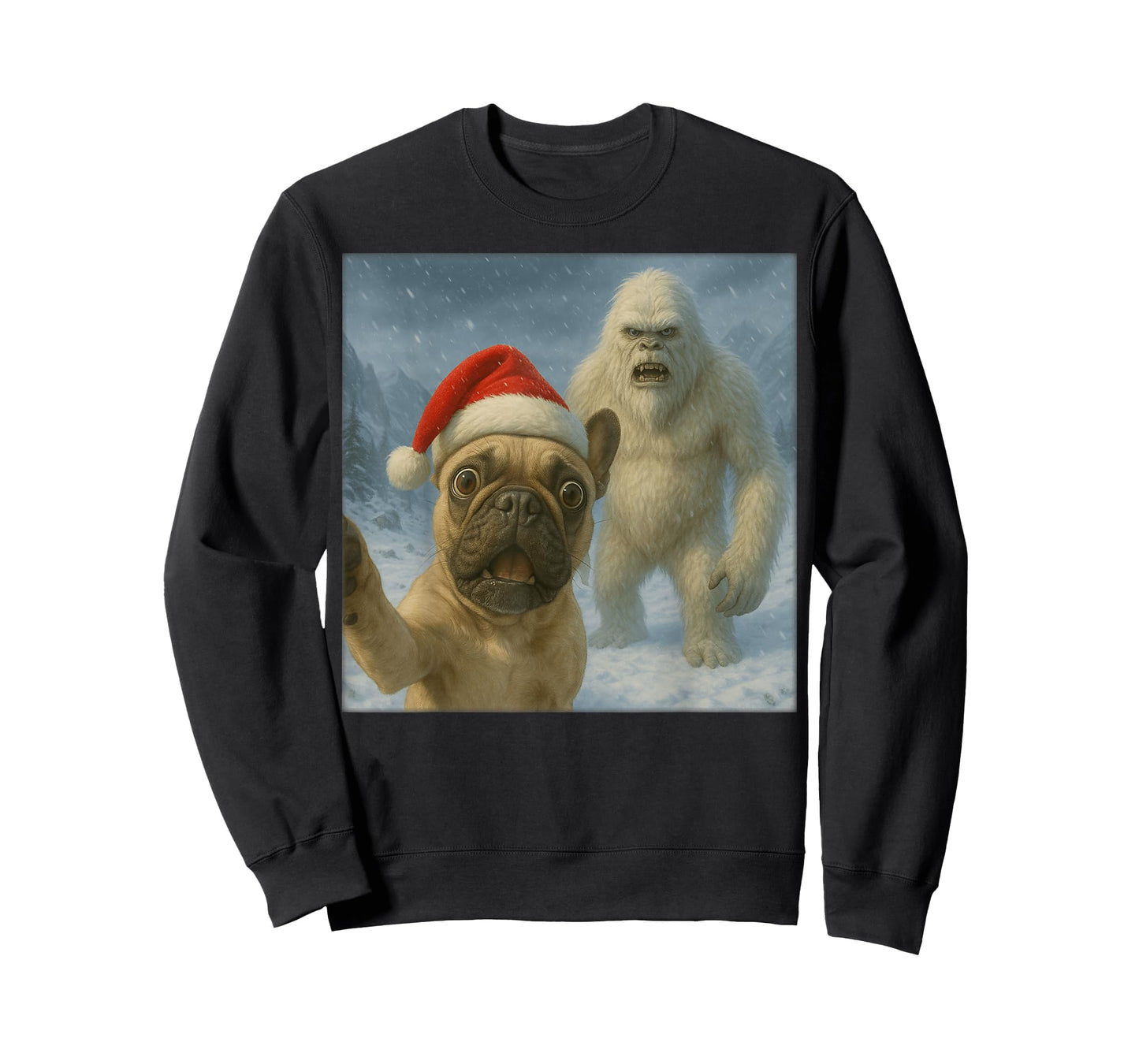 French Bulldog Yeti Selfie Funny Christmas Dog Pet Owner T-Shirt