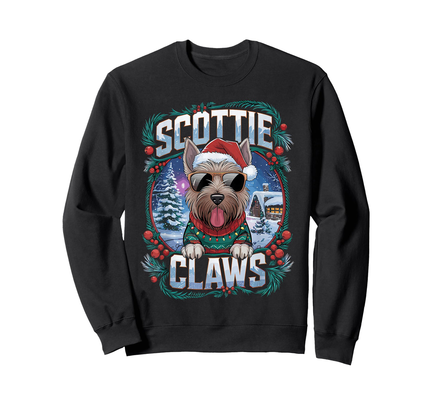 Christmas Top Santa Scottie Claws Dog Owner Scottish Terrier T-Shirt