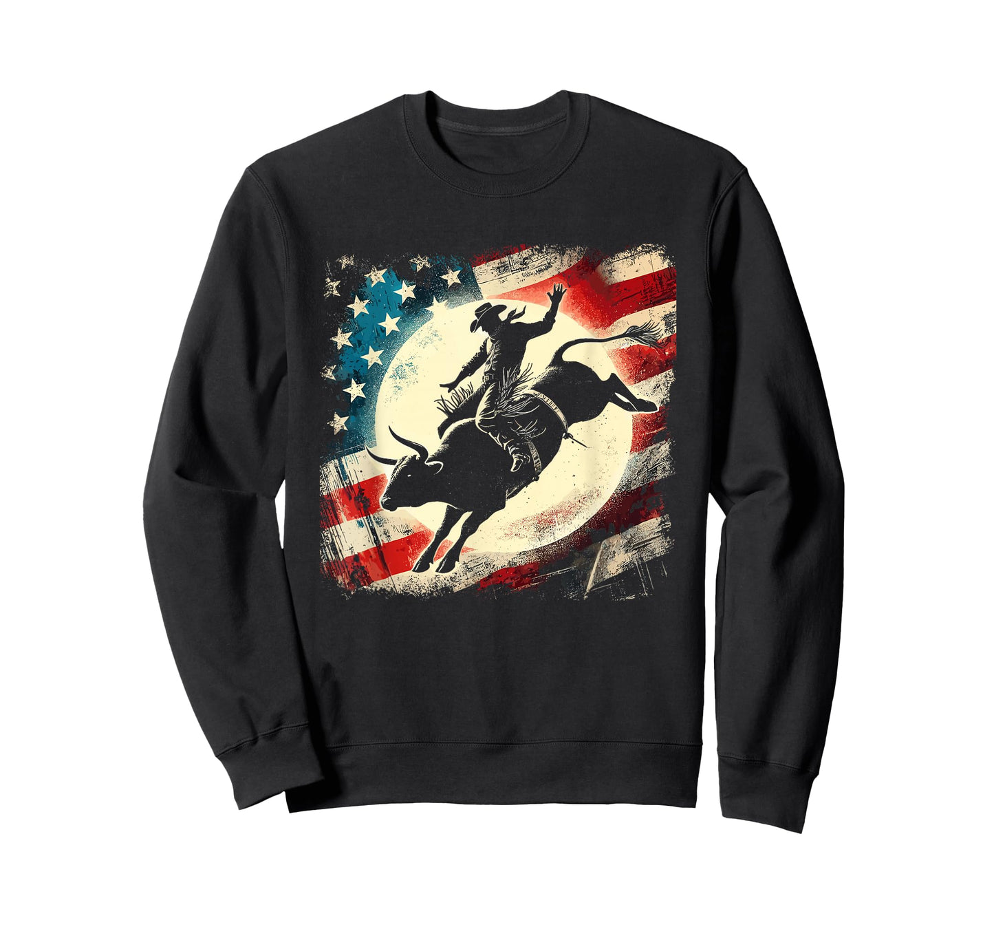Bull Riding & Rodeo Bull Rider, Cowboy, Western & USA Flag T-Shirt