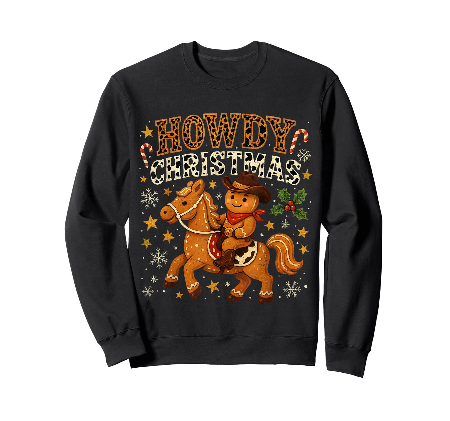 Howdy Christmas Cowboy Gingerbread Design T-Shirt