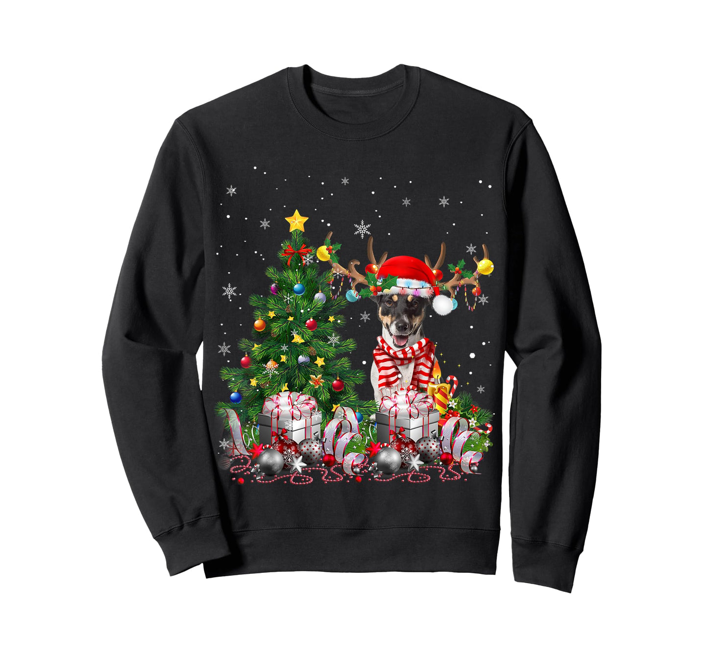 Jack Russell Terrier Christmas Tree Light Santa Pajamas Xmas T-Shirt