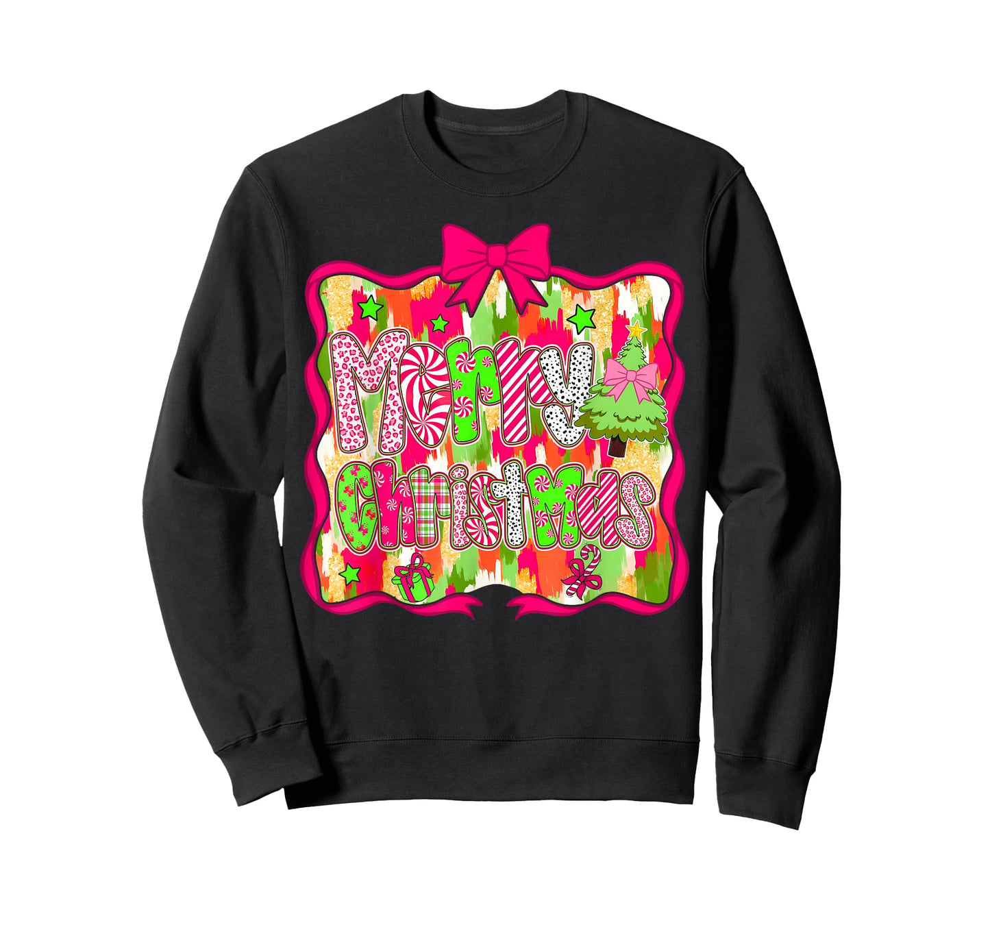 Merry Christmas Candy Coquette Bow Xmas Tree Family Girly T-Shirt