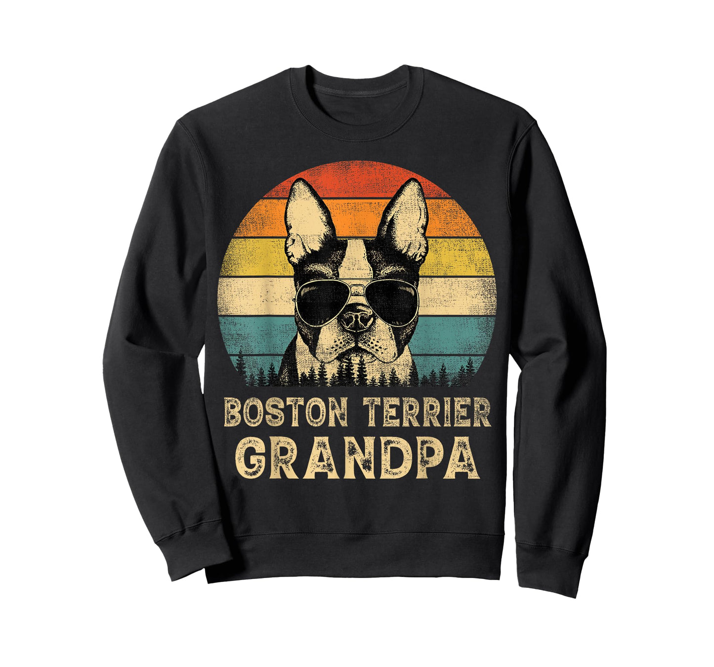 Vintage Boston Terrier Grandpa Dog Lovers Father's Day T-Shirt