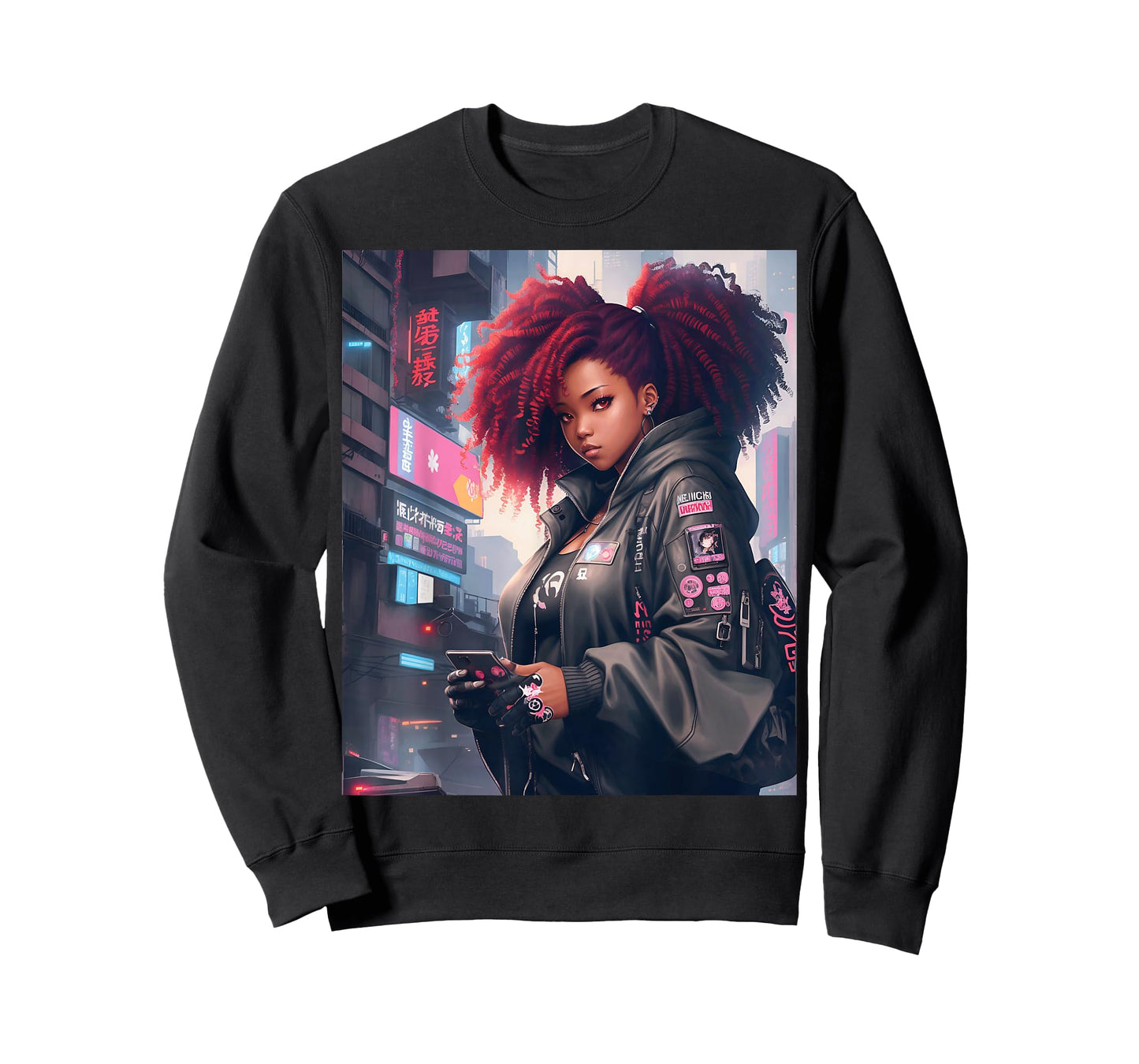Black Anime Girl Kawaii Waifu Aesthetic T-Shirt