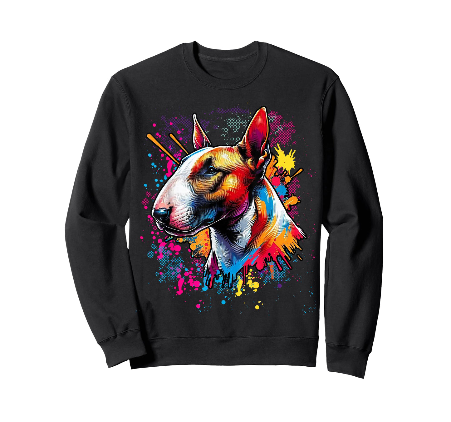 Bull Terrier Lovers Designs Unisex-Adults Bull Terrier Lovers Pop Art Funny Bull Terrier T-Shirt - Black - Small - Short Sleeve - Classic Fit - Pop Art Graphic T-Shirt