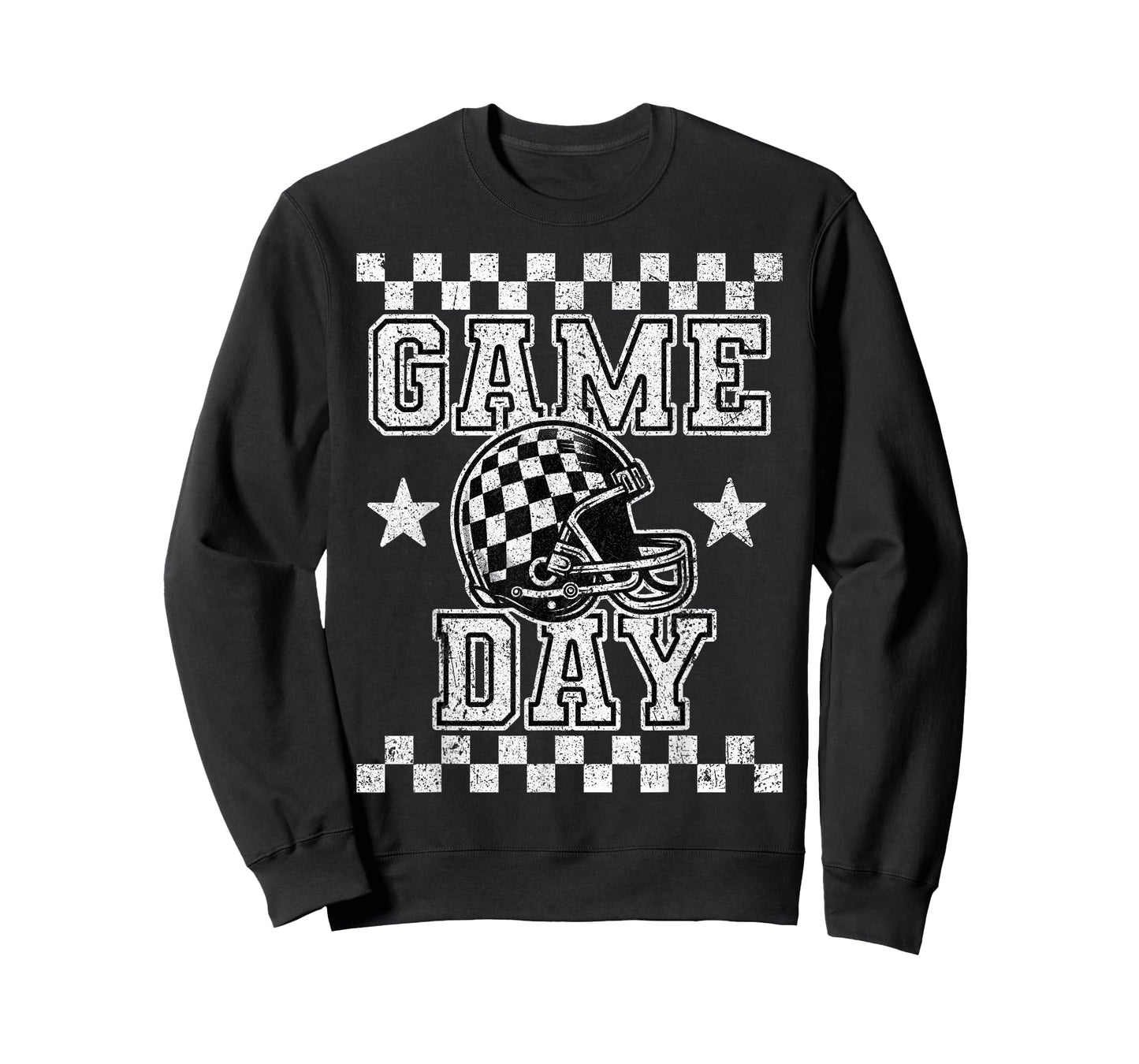 Retro Croquette Black White Checkered Football Game Day T-Shirt