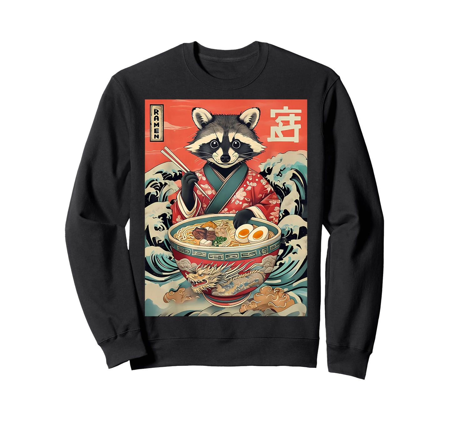 Raccoon Eating Ramen Noodles Kawaii Anime Manga Japanese T-Shirt