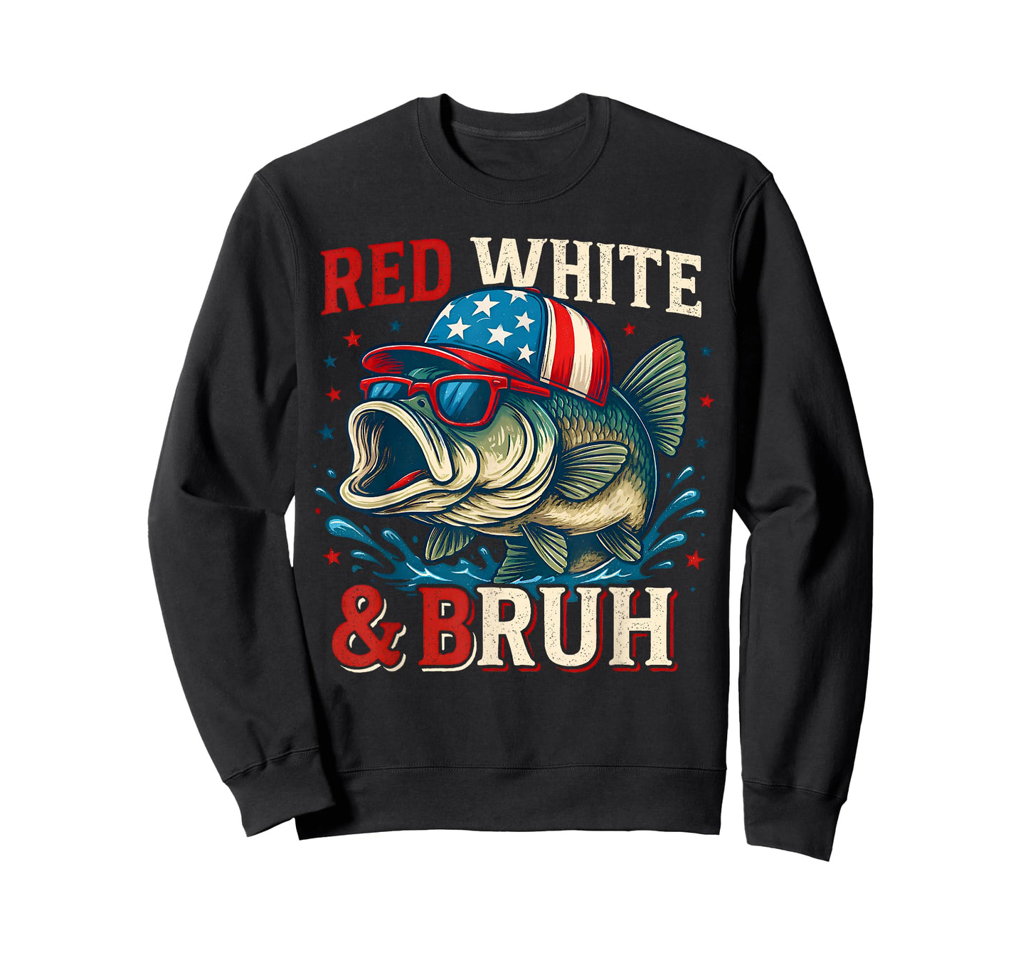 Patriotic Red White & Bruh America Fish Fishing 4th Of July T-Shirt