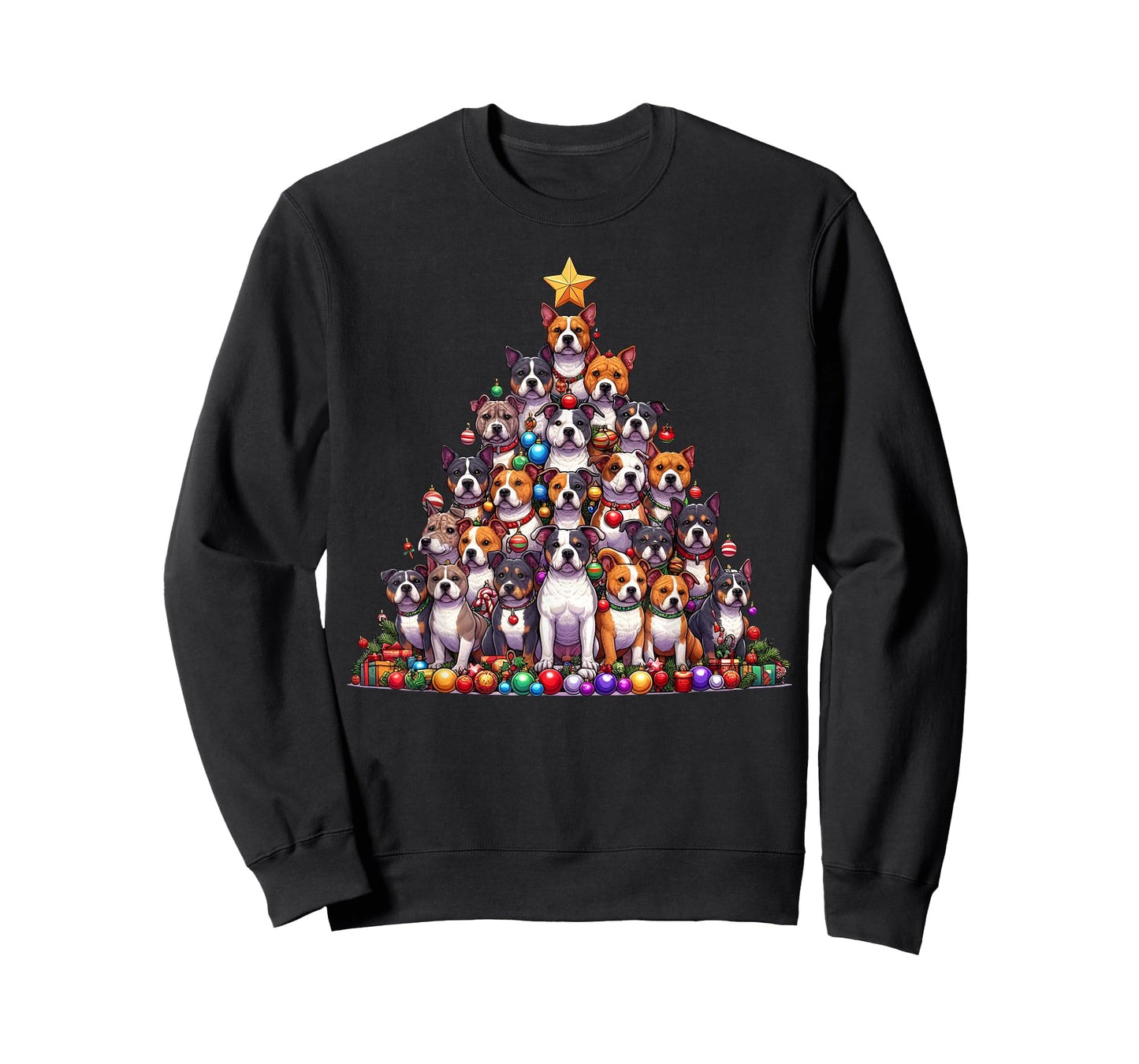 Cute American Staffordshire Terrier Christmas Tree Dog Kids T-Shirt