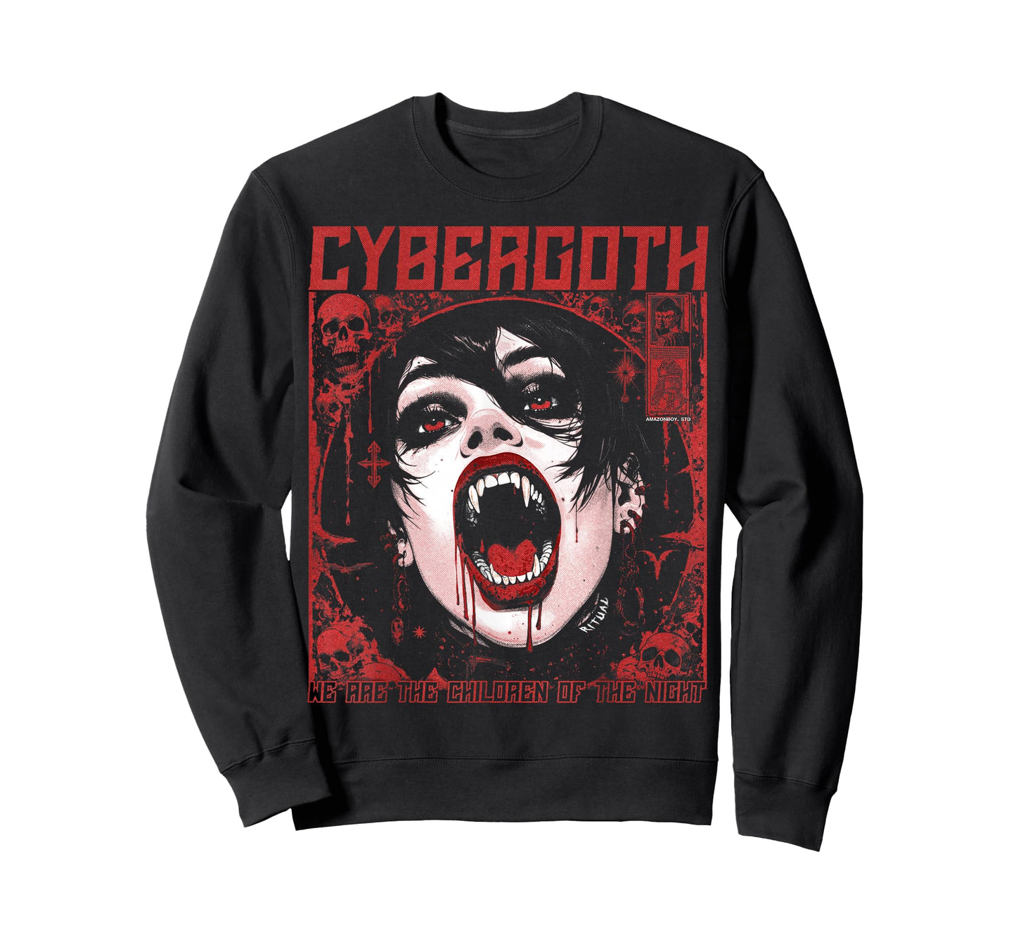 Cybergoth Creepy Manga Anime Gothic Vampire Alt Goth Grunge T-Shirt