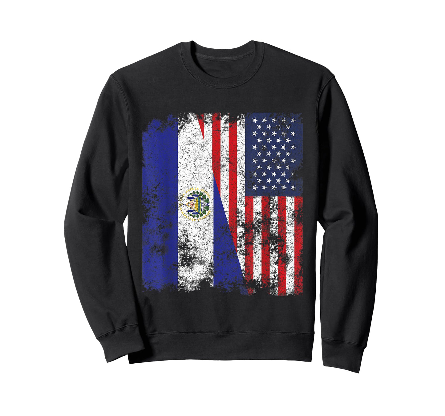 El Salvador USA Flag Distressed - Half American T-Shirt