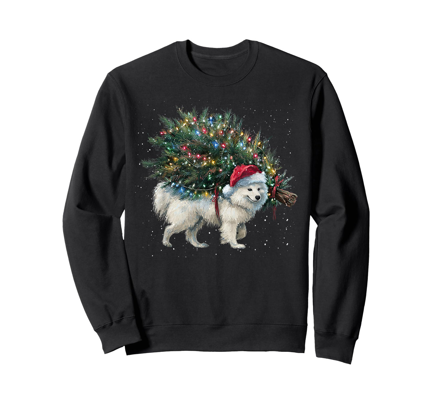 Cute American Eskimo Dog in a Christmas Tree for Men Women T-Shirt