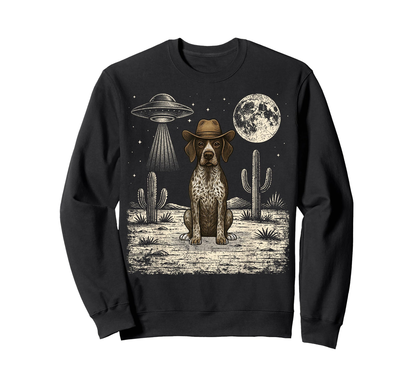 Funny German Shorthaired Pointer Cowboy Western Dog UFO T-Shirt