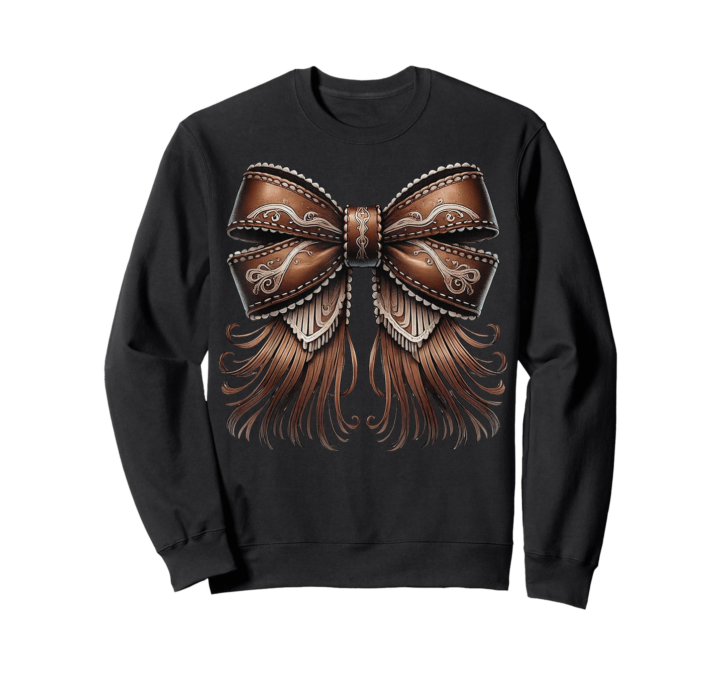 Western Cowgirl Leather Fringe Bow Rodeo Country Coquette T-Shirt
