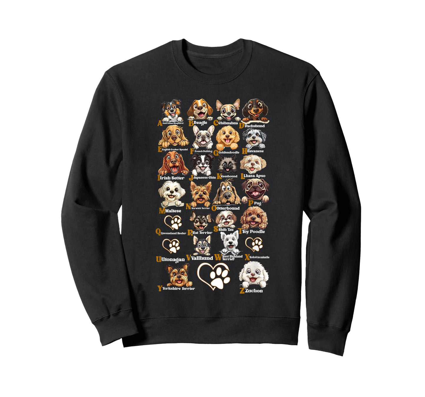 ABC Dog Breeds Identification A-Z Types of Dogs Canine T-Shirt