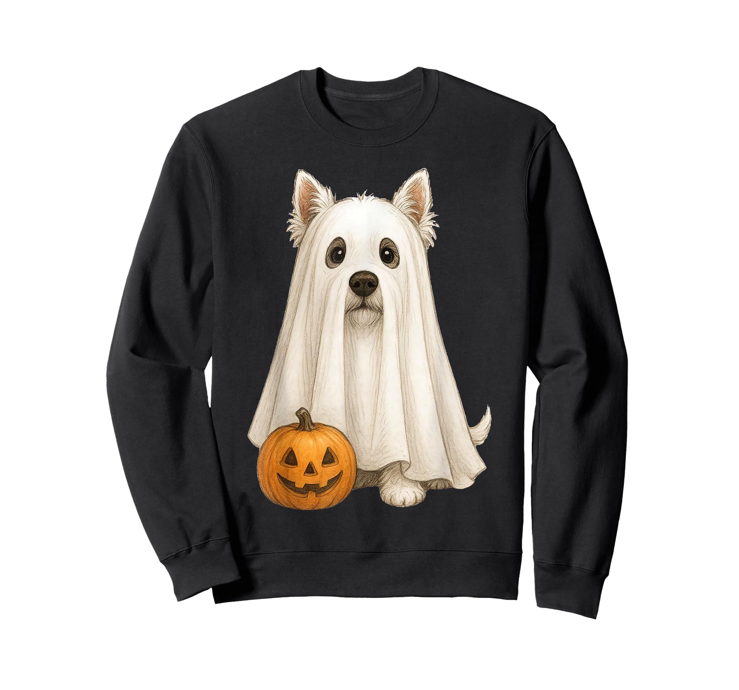 Cute Westie Dog Ghost Pumpkin Halloween Pet Animal Lover T-Shirt