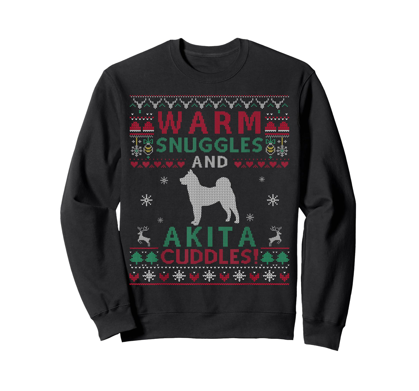 Christmas Akita Dog Ugly Sweater Style T-Shirt