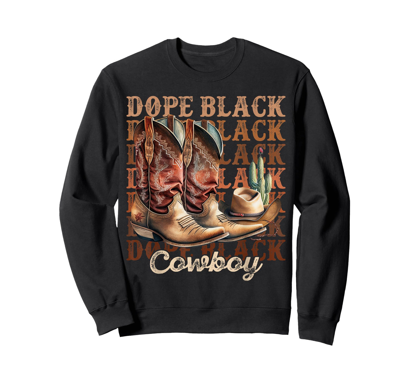 Dope Black Cowboy Boots African Rodeo Black History Month T-Shirt