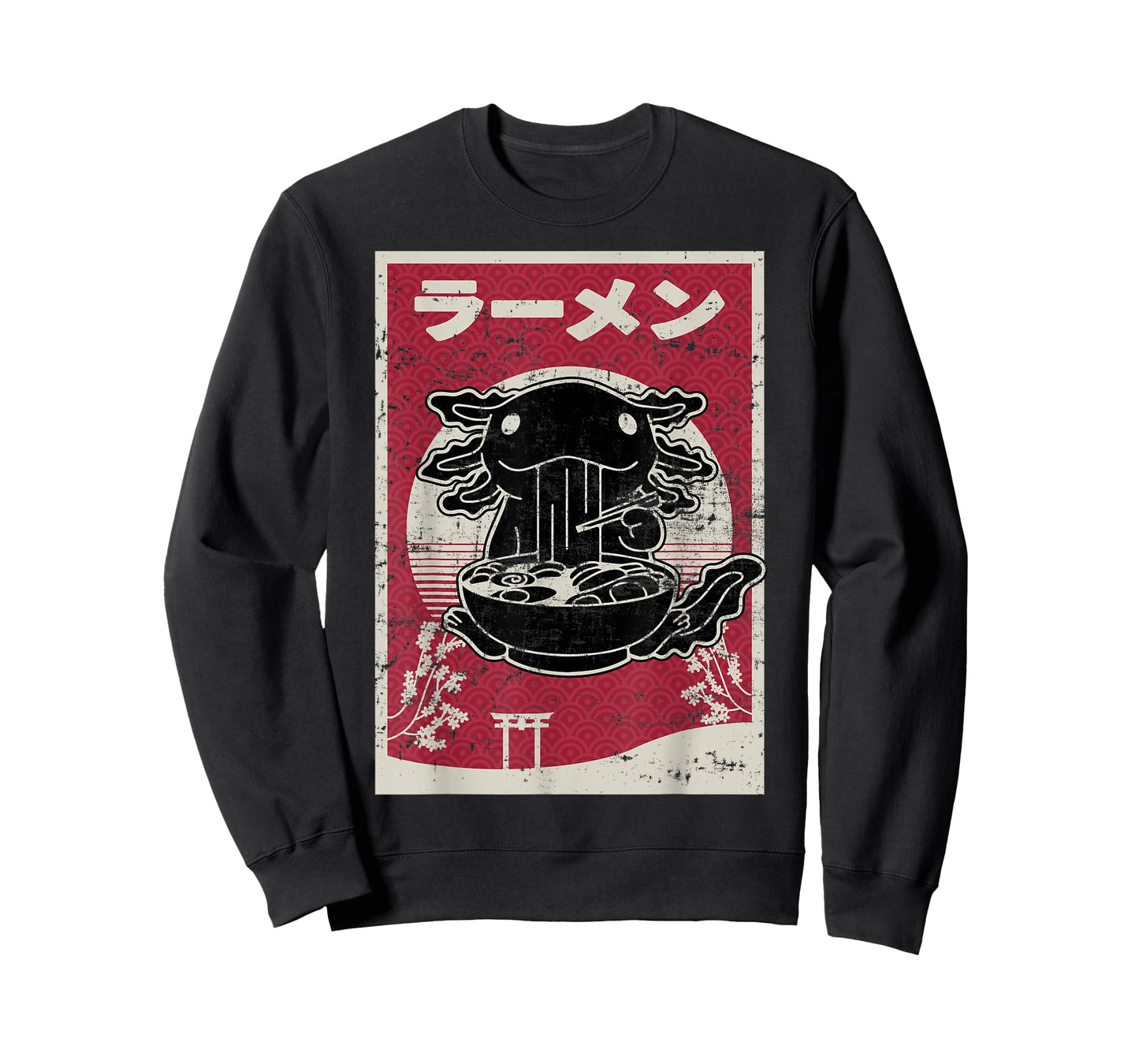Kawaii Axolotl Ramen Japanese Woodblock Art Anime Boys Teens T-Shirt
