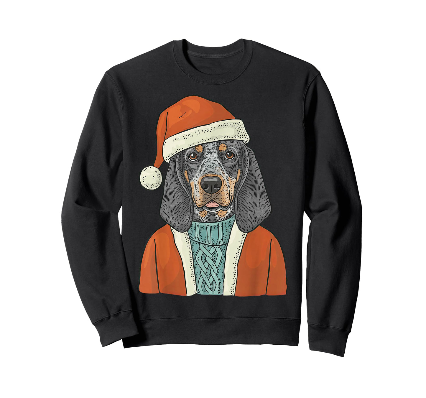 Bluetick Coonhound Dog Santa Christmas Outfit Funny T-Shirt