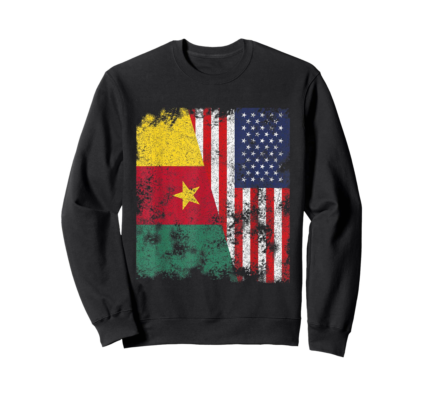 Cameroon USA Flag Distressed - Half American T-Shirt