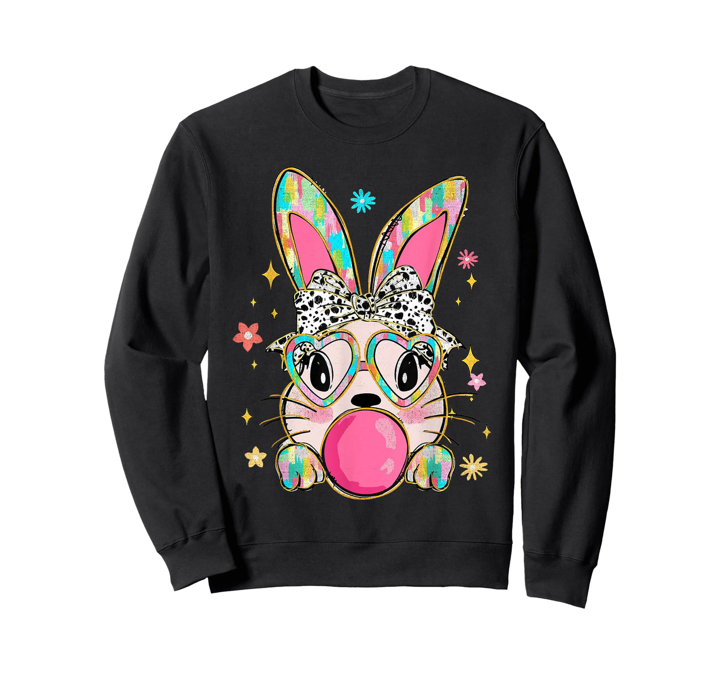 Coquette Bow Bunny Face Tie Dye Glasses Bubblegum Easter Day T-Shirt