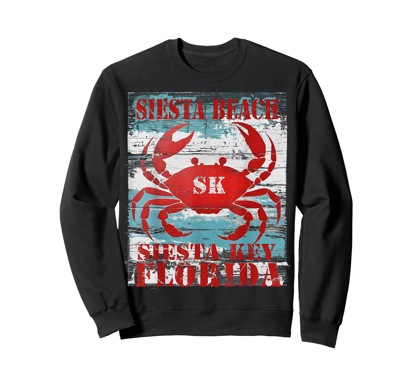 Siesta Key Florida Siesta Beach FL Nautical Coastal Crab SK T-Shirt for Men Women Kids