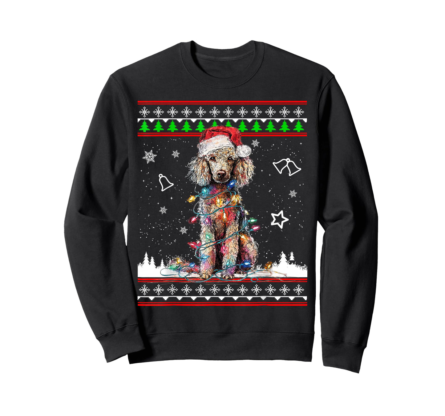 Poodle Christmas Ugly Sweater Funny Dog Xmas T-Shirt