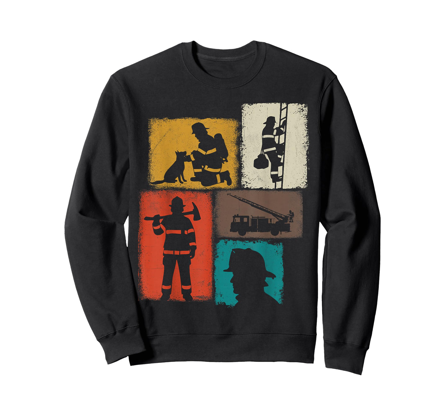 Firefighter Vintage Collage Fireman Men Hero T-Shirt