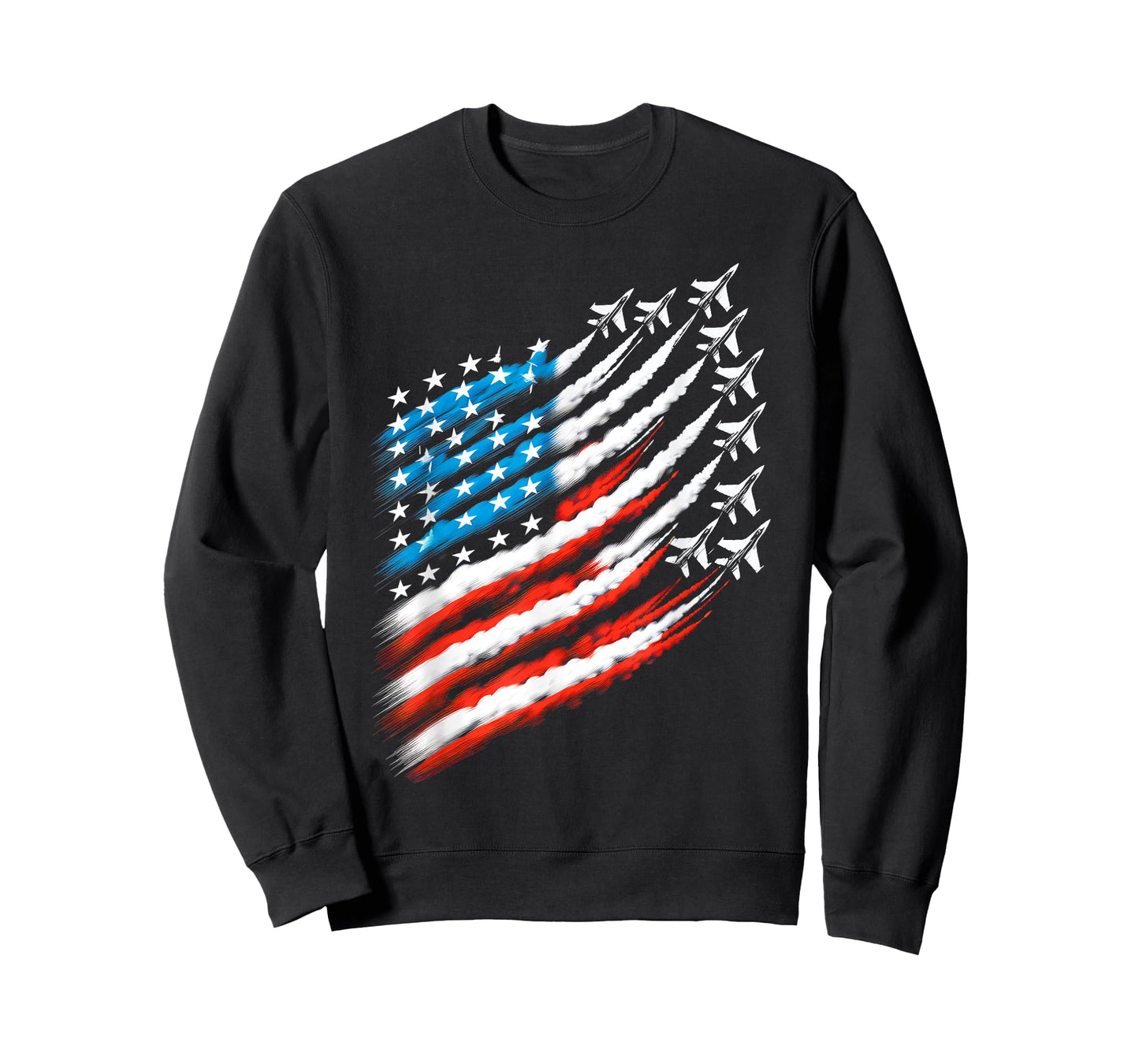American Patriotic Fighter Jets USA Flag Waving 4th of July Women Men T-Shirt
