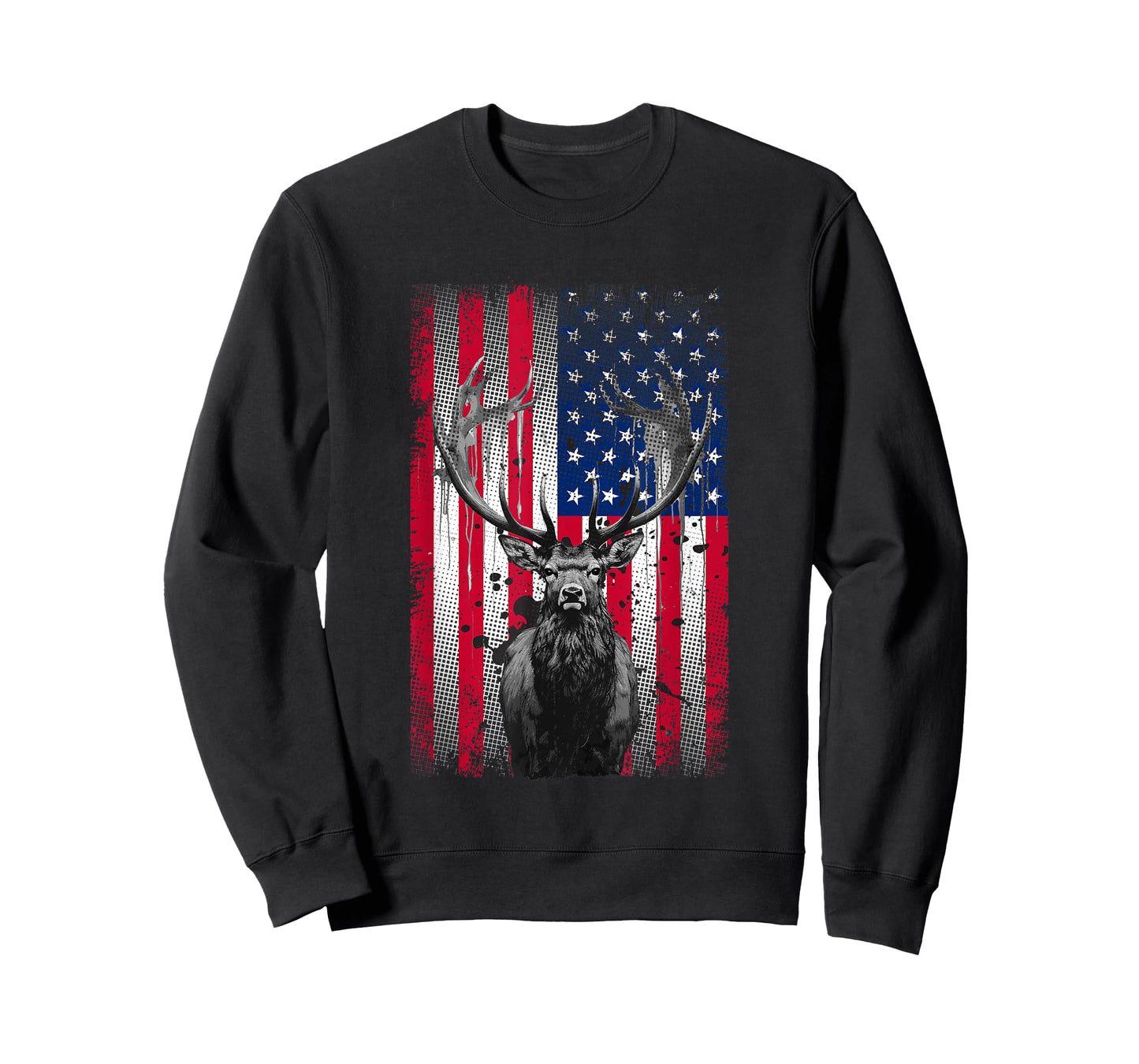American Flag Outdoor Antlers Elk Deer T-Shirt for Women Kids Men