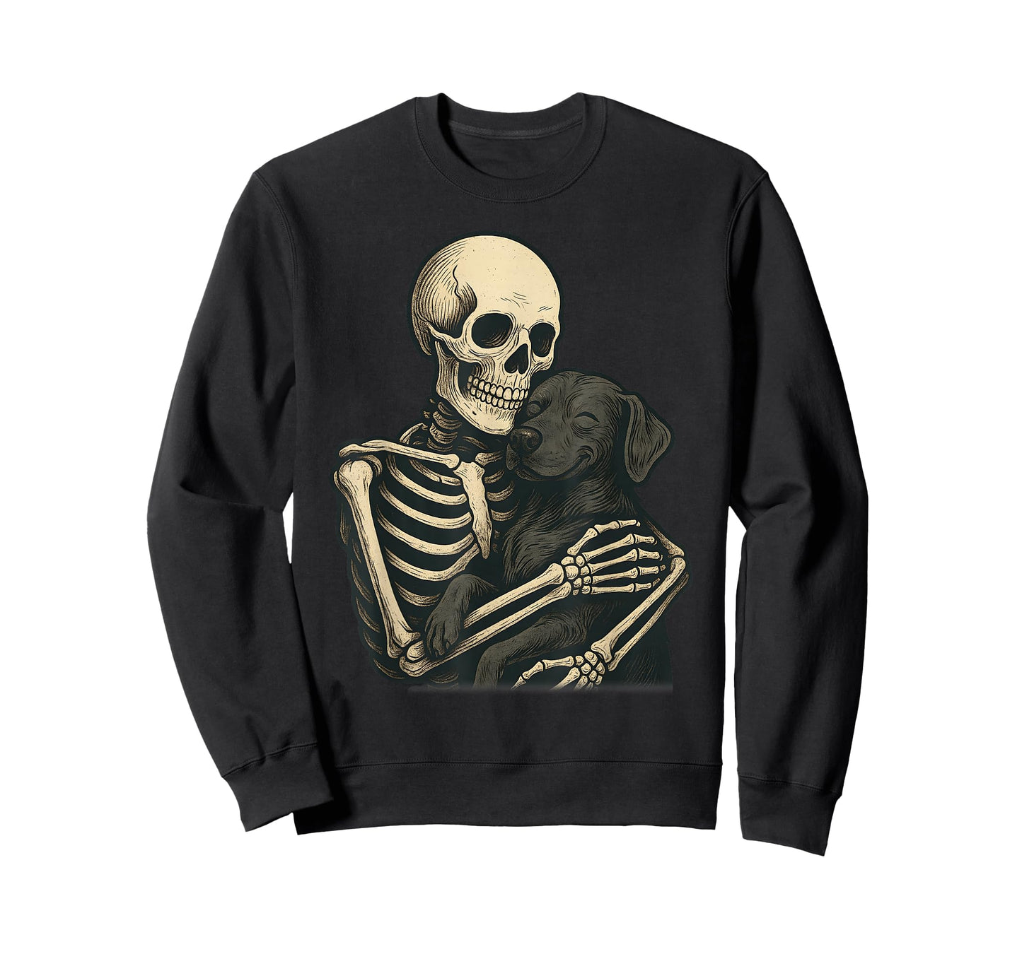 Skeleton Hugging Dog Labrador Retriever Funny Halloween T-Shirt