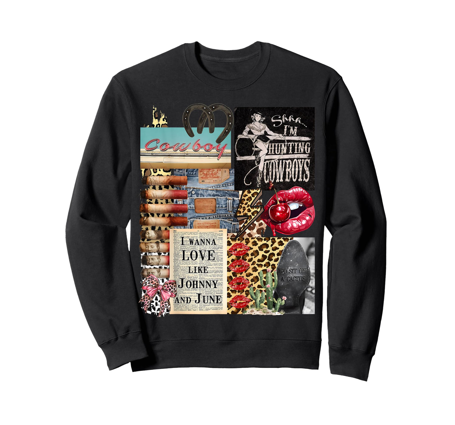 Cowboy Collage Queen Leopard Print Western Rodeo Queen T-Shirt