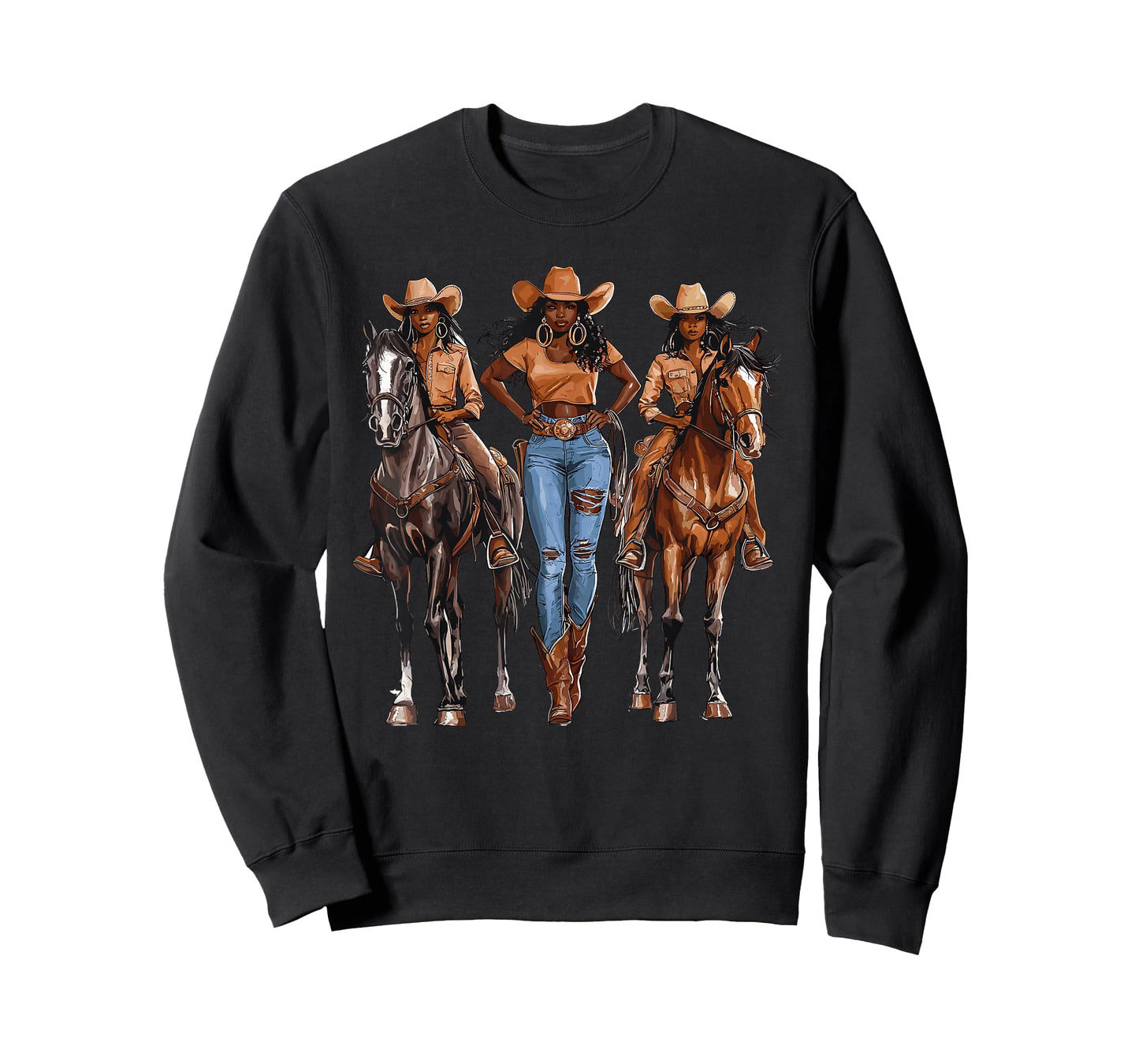 Black African American Cowgirl Western Country Texas Rodeo T-Shirt
