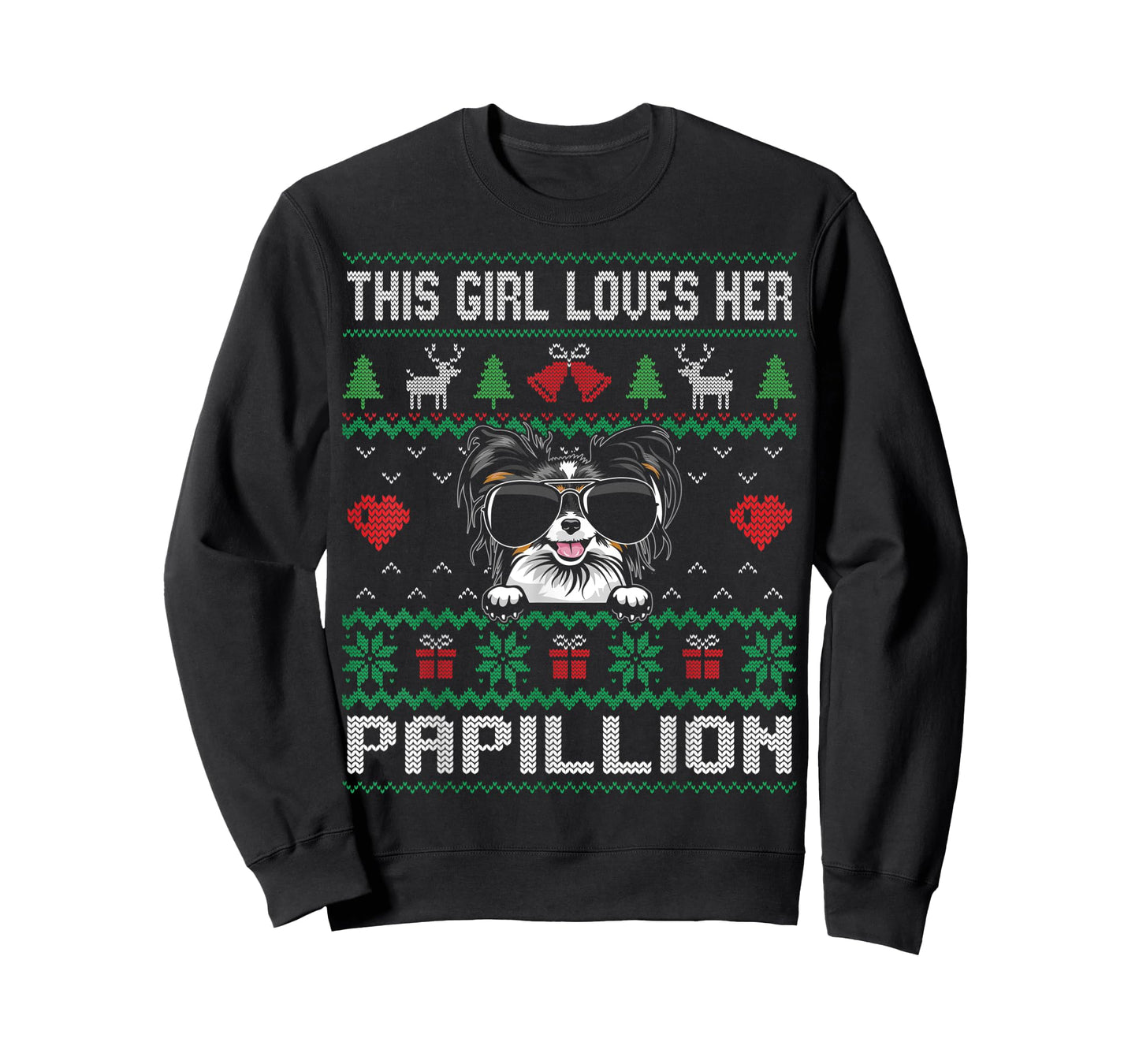 Papillion Girl Cool Ugly Christmas for Dog Mom T-Shirt