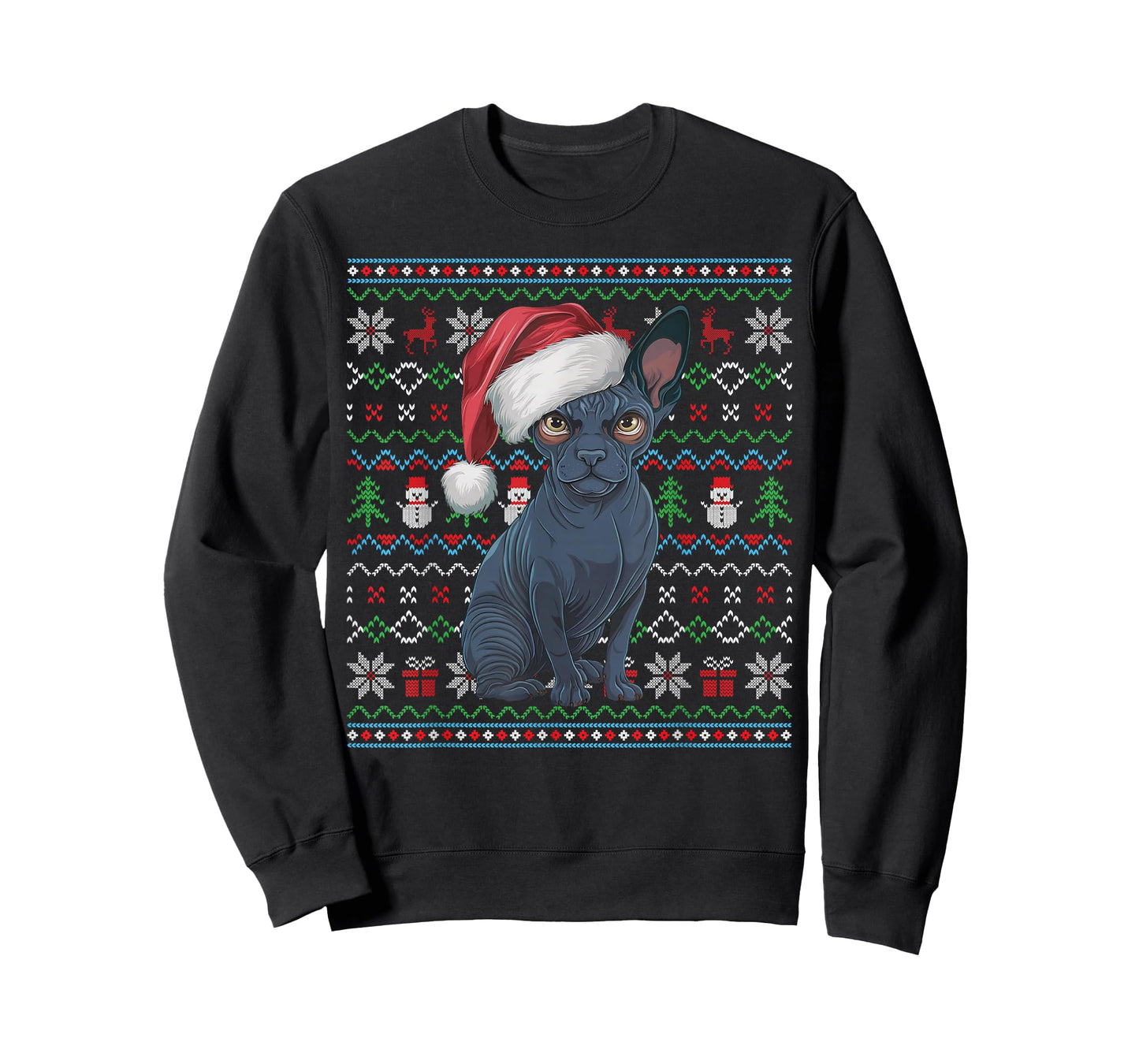 Ugly Sphynx Dog Lovers Xmas Sweater Santa Christmas T-Shirt