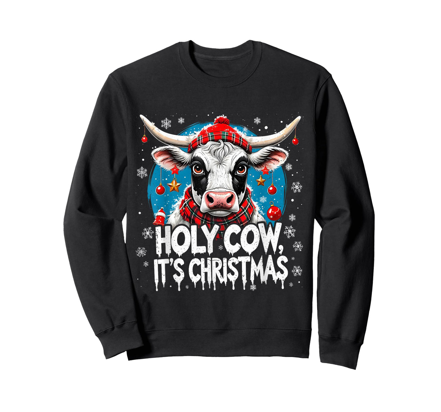 Holy Cow It’s Christmas Funny Farm Holiday Design T-Shirt