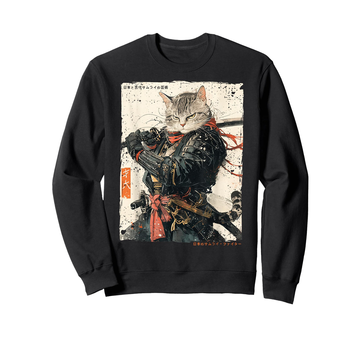 Samurai Cat Warrior Ukiyo Ink Artwork Cat Samurai T-Shirt