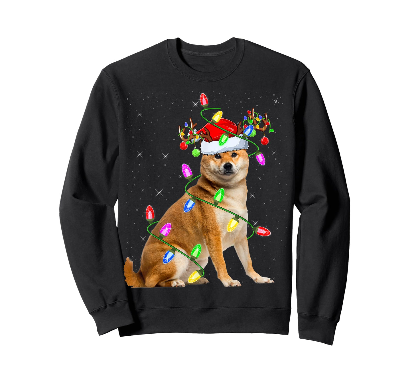 Shiba Inu Dog Lover Xmas Lighting Santa Shiba Inu Christmas T-Shirt