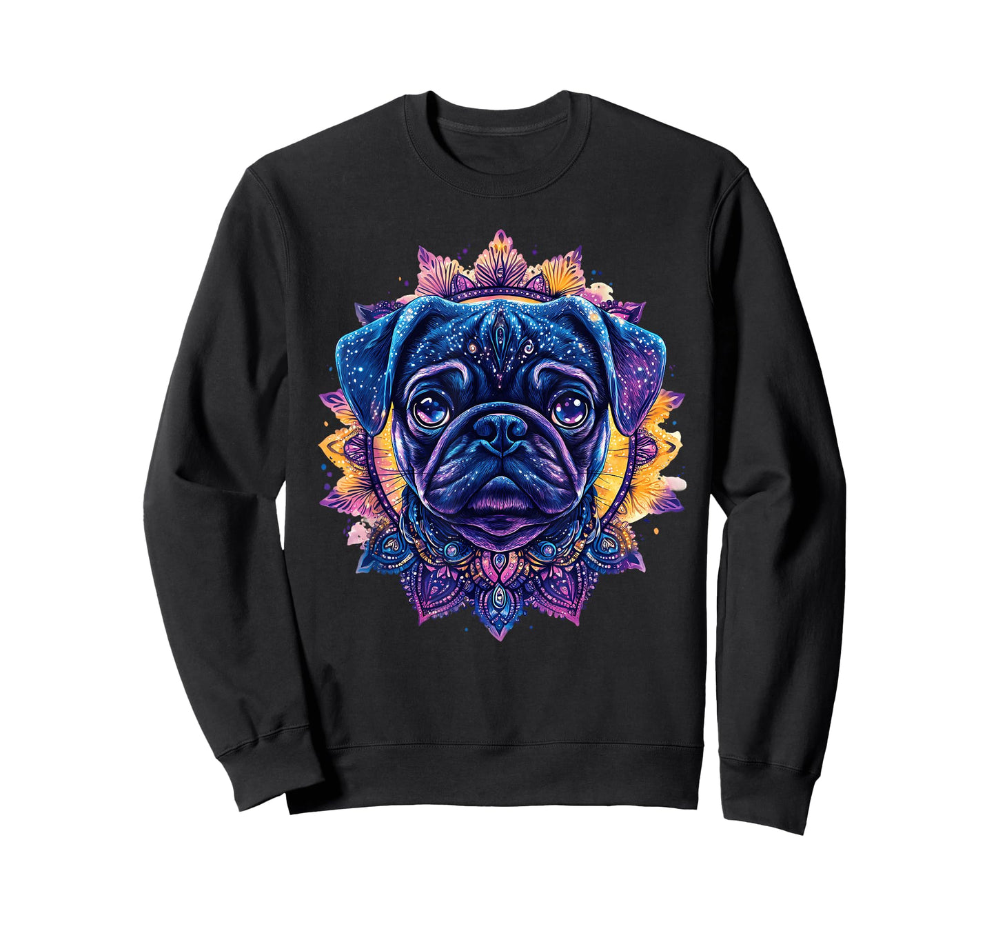 Pug Dog Face Colorful Portrait Animal Cute Pug Lover T-Shirt