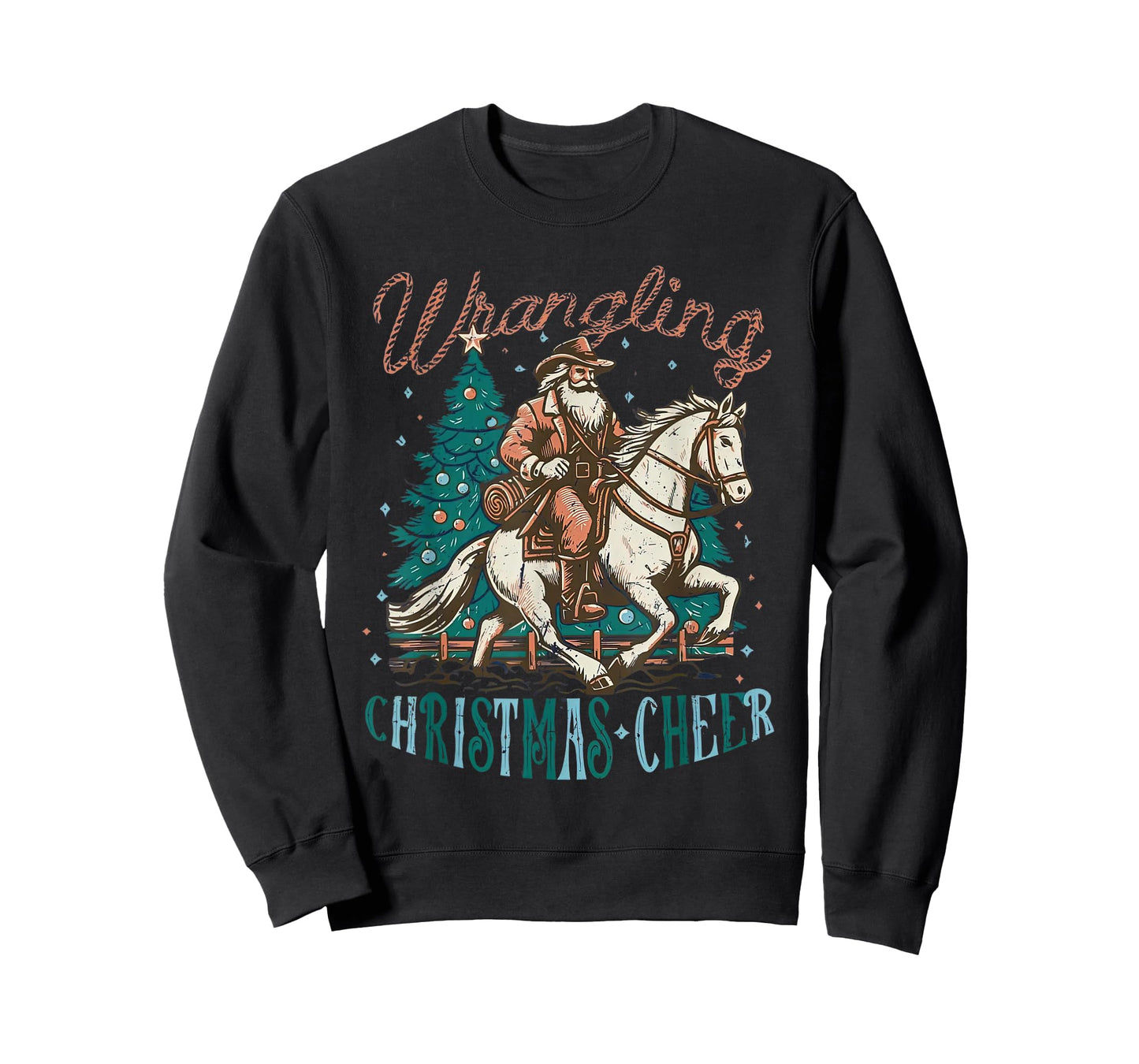 Western Christmas Wrangling Christmas Cheer Cowboy Santa T-Shirt
